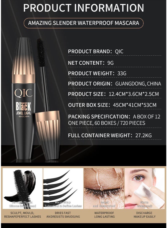 QIC Waterproof Mascara for Volume & Curl, Heat & Humidity Resistant, Long-Lasting Lash Makeup for All-Day Wear in GCC Climate - Image 5